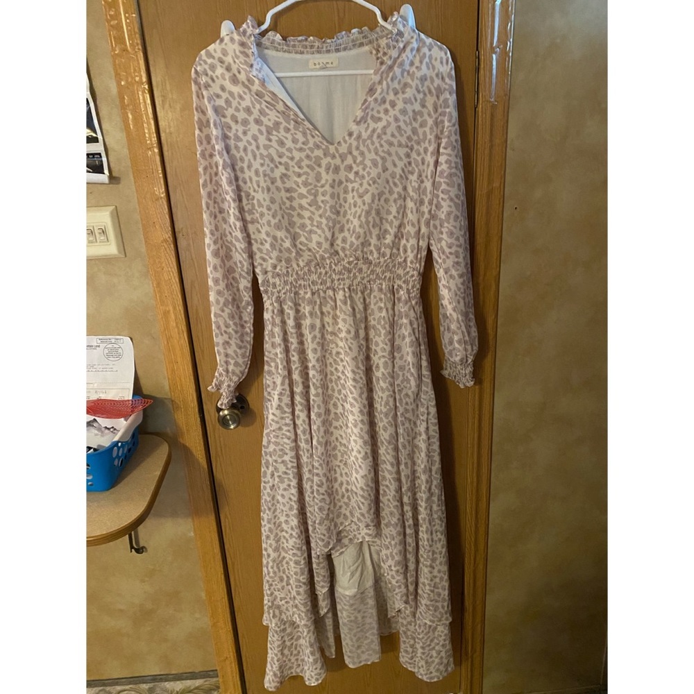 Bohme Tan Leopard Print High Low Dress Size S